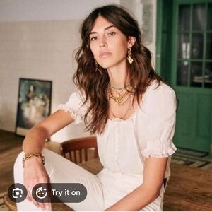 White Puff Sleeve Peasant Blouse